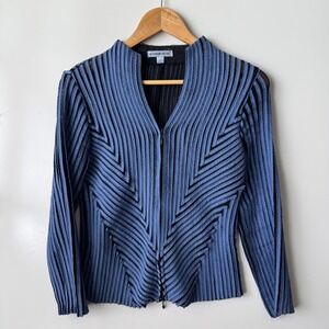 Alexandra Rosati Blazer Jacket Ribbed‎ Geometric Petite Size 8